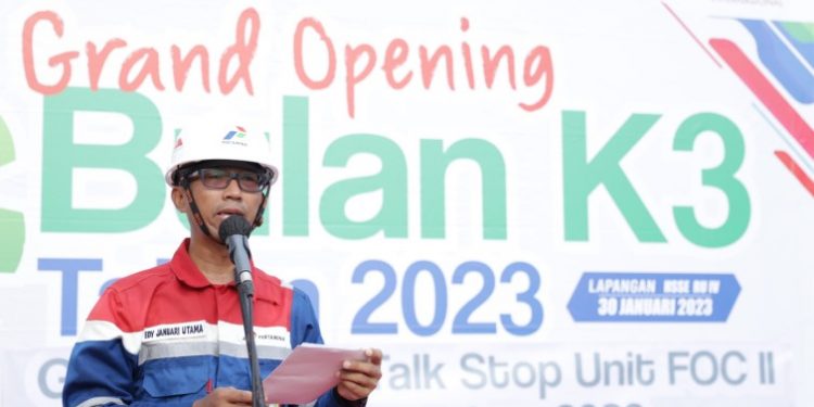 GM PT KPI RU IV Cilacap membuka secara resmi peringatan Bulan Keselamatan & Kesehatan Kerja (K3) 2023, Senin (30/1/2023). (ISTIMEWA)