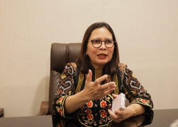 Direktur Jenderal Pengadaan Tanah dan Pengembangan Pertanahan (Dirjen PTPP), Embun Sari, usai bertemu Menteri Nusron pada Jumat (09/05/2025). (FOTO : ISTIMEWA)