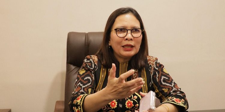 Direktur Jenderal Pengadaan Tanah dan Pengembangan Pertanahan (Dirjen PTPP), Embun Sari, usai bertemu Menteri Nusron pada Jumat (09/05/2025). (FOTO : ISTIMEWA)