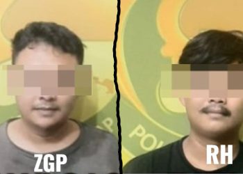 Tersangka ZGP dan RH ditangkap Satnarkoba Polresta Cilacap lantaran diduga jadi pengedar obaya. (FOTO : ISTIMEWA)
