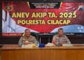 Polresta Cilacap menggelar rapat Analisa dan Evaluasi AKIP 2025 di Aula Rupatama. (ISTIMEWA)