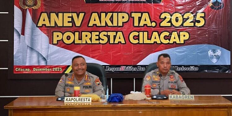 Polresta Cilacap menggelar rapat Analisa dan Evaluasi AKIP 2025 di Aula Rupatama. (ISTIMEWA)